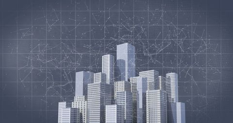 Futuristic City Skyline with Digital Connectivity Overlay - Download Free Stock Images Pikwizard.com
