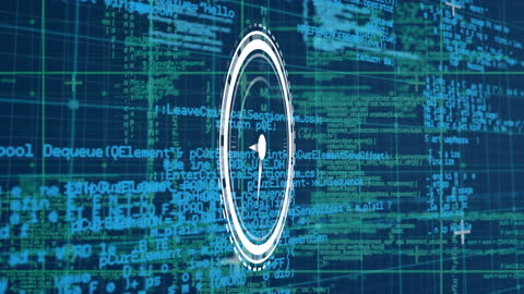 Digital Clock Animation Over Data Code Interface