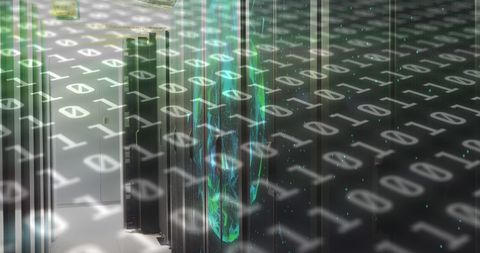 Binary Code Visualization with Data Servers in Background - Download Free Stock Images Pikwizard.com