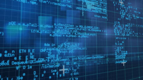 Dynamic Data Processing Animation on Blue Background