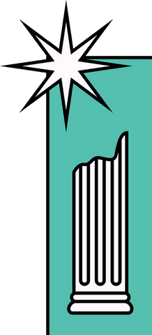 Modern emblem of broken column and starburst design