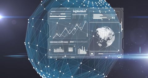 Digital Interface with Data Analytics Over Globe Representation - Download Free Stock Images Pikwizard.com