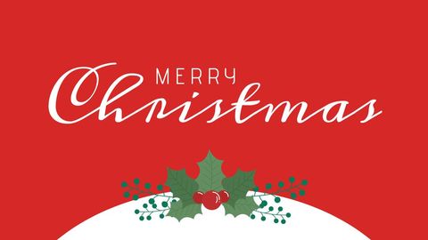 Merry Christmas Text on Red Background with Holly Design - Download Free Stock Templates Pikwizard.com