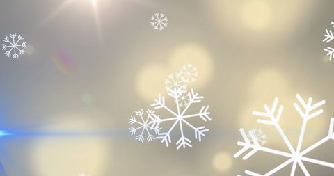 Sparkling Snowflakes on Soft Golden Background