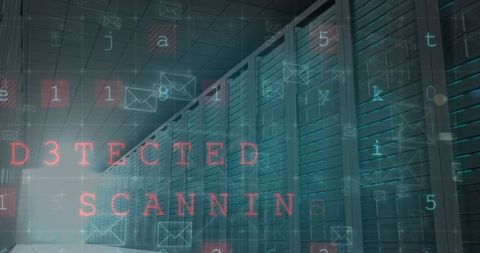 Data Processing Visualization in Server Room Concept