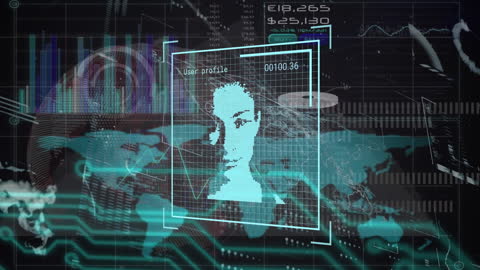 Futuristic Facial Recognition with Global Data Interfaces