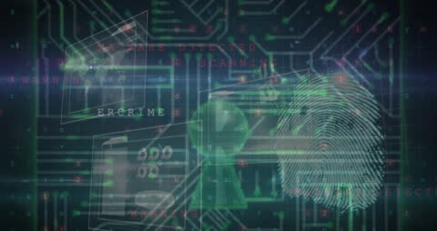 Digital Security Concept with Circuit Board and Fingerprint