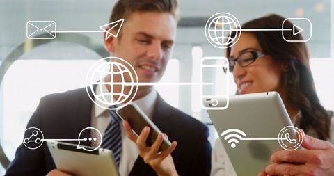 Business Technology Collaboration with Digital Interfaces - Download Free Stock Images Pikwizard.com