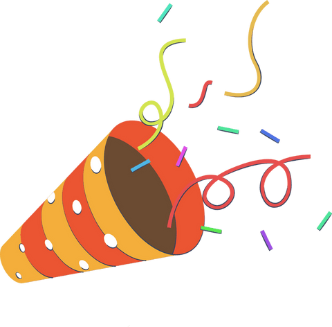 Colorful confetti party popper on transparent background