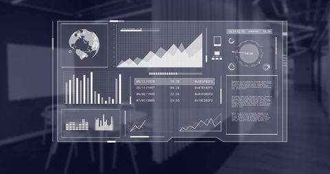 Global Data Visuals in Modern Office Environment - Download Free Stock Images Pikwizard.com