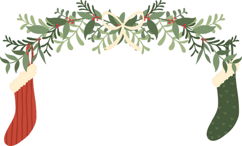 Festive Holiday Garland with Stockings on Transparent Background