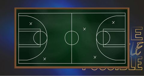Strategy Game Plan on Chalkboard Basketball Court Drawing - Download Free Stock Images Pikwizard.com