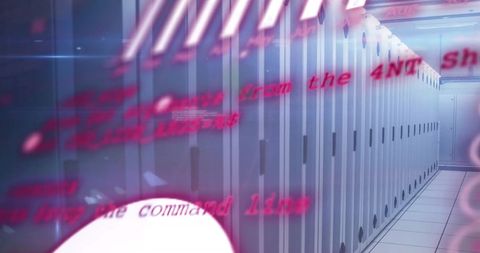 Digital Data Flow Over Computer Servers Showcasing Technology Network