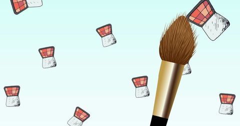 Cosmetic Brush with Chic Makeup Pattern on White - Download Free Stock Images Pikwizard.com