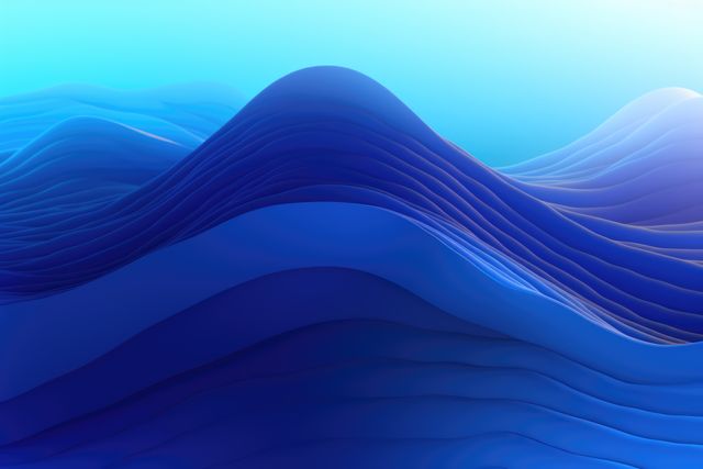 This illustration features fluid, blue waves forming continuous, layered patterns under water, creating a serene and tranquil effect. Perfect for web backgrounds, presentations, or digital artwork representations needing a calming, aquatic theme.