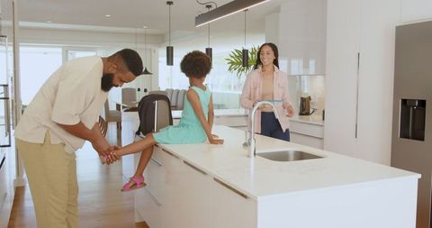 Happy Family Quality Time in Modern Kitchen