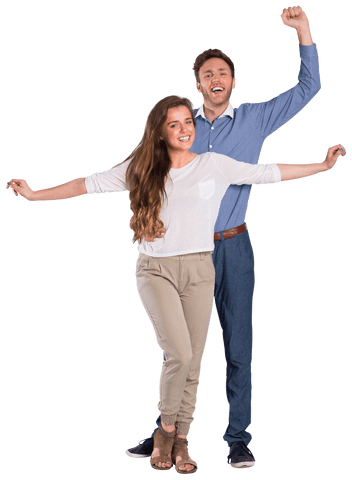 Excited Young Couple Celebrating Together Transparent Engagement