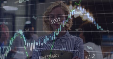 Caucasian Businesswoman Analyzing Financial Data Trends