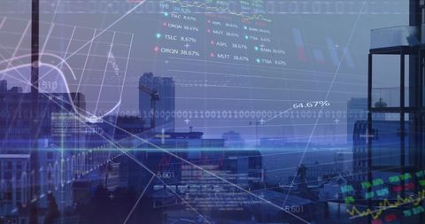 Cityscape Blended with Financial Graphs and Data Concepts - Download Free Stock Images Pikwizard.com