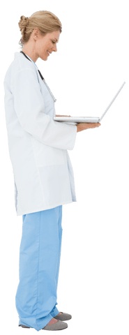 Transparent Female Doctor Using Laptop for Medical Work - Download Free Stock Videos Pikwizard.com
