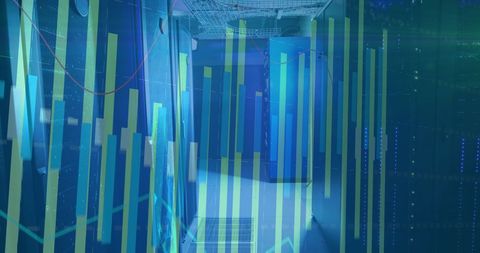 Financial Data Superimposed Over Modern Server Room - Download Free Stock Images Pikwizard.com
