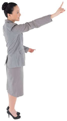 Transparent PNG of Happy Asian Businesswoman Pointing Upward