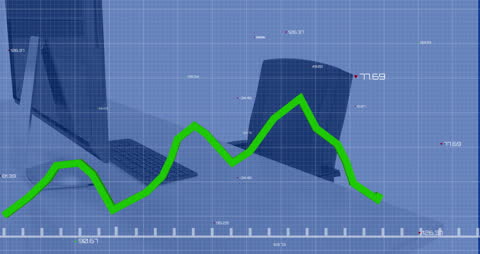 Circular Grid Animation Overlapping Linear Business Trend