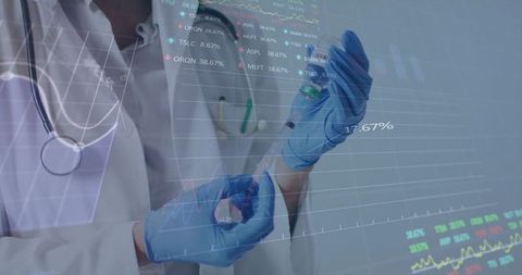 Scientist Analyzing Data in Innovative Biomedical Lab