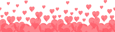 Floating pink hearts on transparent background in vibrant design