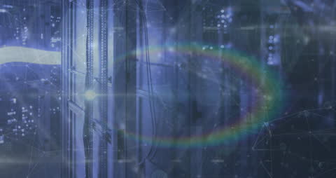 Woman Facing Digital Financial Data and Global Network Visualization