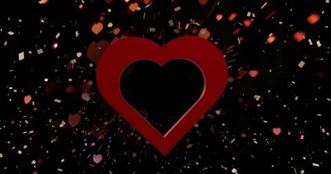 Floating Red Heart with Confetti and Light Effects - Download Free Stock Images Pikwizard.com