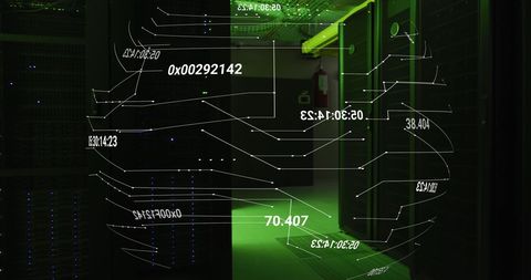 Digital Interface Technology in Green Lit Server Room - Download Free Stock Images Pikwizard.com