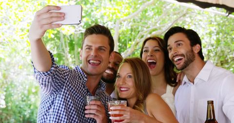 Friends Enjoying Party Selfie Outdoors - Download Free Stock Images Pikwizard.com