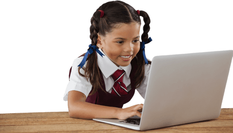 schoolgirl engaged with laptop on transparent background education - Download Free Stock Videos Pikwizard.com