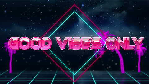 Retro Neon 'Good Vibes Only' Typography with 80s Vibes