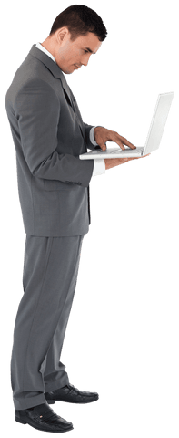 Transparent Businessman Uses Laptop in Formal Attire - Download Free Stock Videos Pikwizard.com