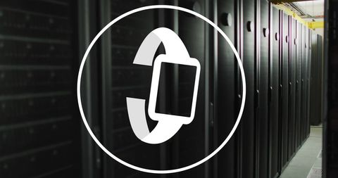 Smartwatch Icon Over Data Center Server Racks Connecting Technology - Download Free Stock Images Pikwizard.com