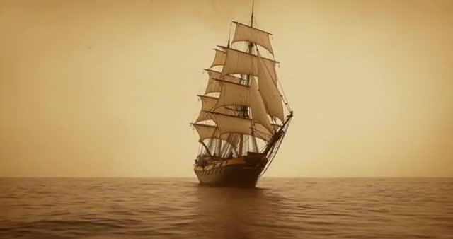 Vintage Sailing Ship Capturing Wind on Serene Sea