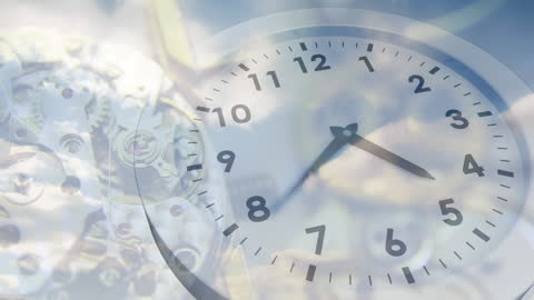 Concept of Time and Mechanics with Clock Overlay