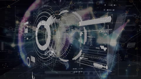 Futuristic Digital Interface with Global Data Elements Overlay