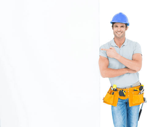 confident construction worker pointing at blank space transparent background - Download Free Stock Videos Pikwizard.com