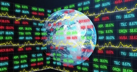 Global Financial Data Overlay on Planet Earth - Download Free Stock Images Pikwizard.com