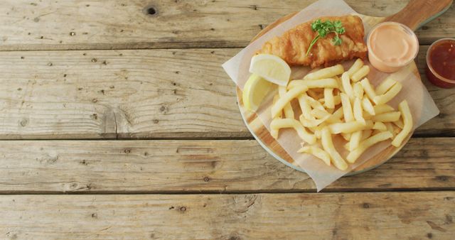 Classic Fish and Chips on Rustic Wooden Table - Download Free Stock Images Pikwizard.com