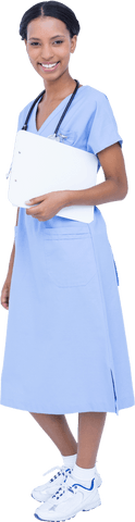 transparent smiling female nurse holding clipboard full length - Download Free Stock Videos Pikwizard.com