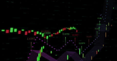 Vibrant Stock Market Digital Data Analysis on Dark Background