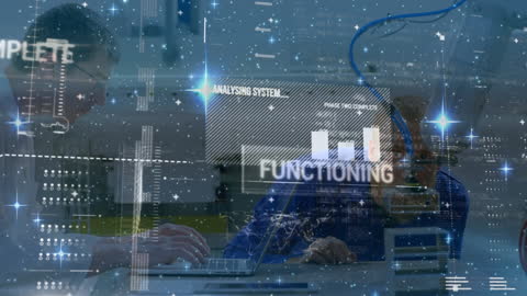 Engineer Analyzing Advanced Data Interface in Factory Environment