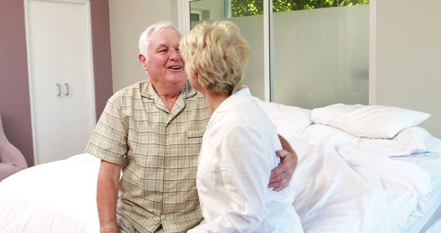 Senior Couple Enjoying Morning Together in Bedroom - Download Free Stock Images Pikwizard.com