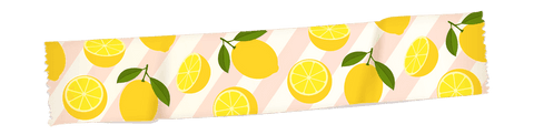 Vector lemon tape with lemons and leaves on transparent background