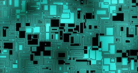 Complex digital circuitry background with turquoise highlights