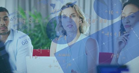 Business Meeting with Technology Interface Analysis Display